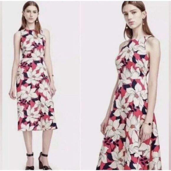 Ann Taylor Dresses & Skirts - Ann Taylor Floral Linen Blend Sleeveless Midi Dress Size 8 Multicolor